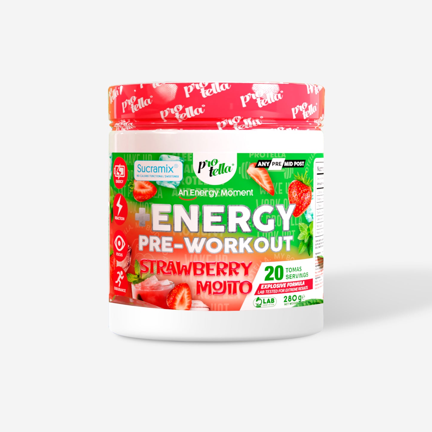 Pre-Workout Strawberry Mojito 280g - Protella South Africa